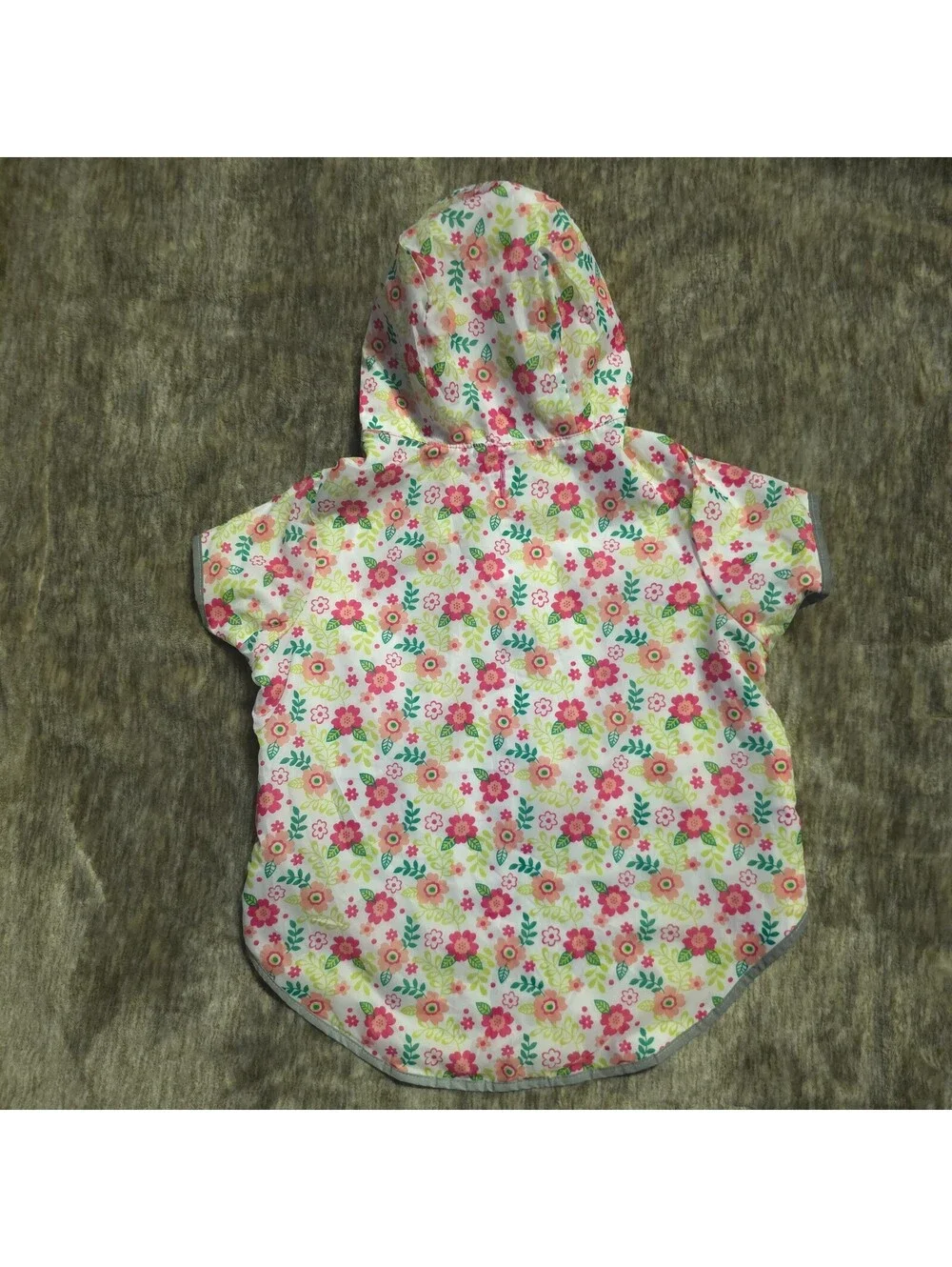Good2Go Floral Print Dog Raincoat with Hood, Pink and White